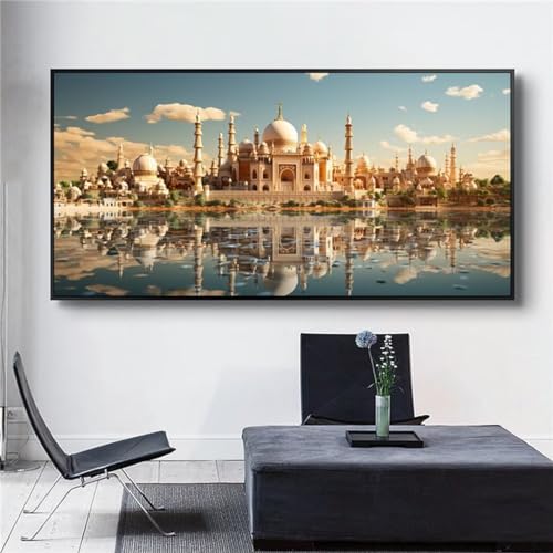 Taj Mahal Diamond Painting Groß XXL 160x60 cm DIY Diamant Painting Bilder Erwachsene, Full drill Diamond Art Kinder, Mosaic Bastelset Kunst Malen Nach Zahlen Malerei Stickerei Set Home Wand Dekor R588 von Washifa