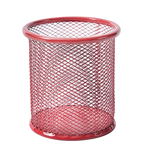 Washranp Stiftehalter, Schreibwarenorganizer, Netzstoff, große Kapazität, Schreibtisch-Box, für Büro, Schule, Rot, quadratisch von Washranp