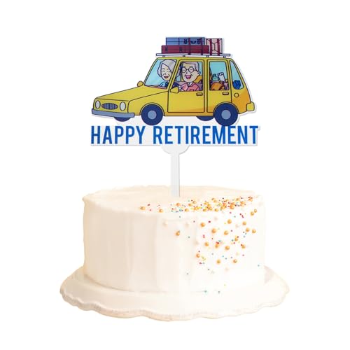 Tortenaufsatz "Happy Retirement" – 14,5 x 17 cm, Acryl, Retirement-Kuchendekoration, Happy Retirement Cakes Topper Kreis für Büro, Abschiedsveranstaltungen, wiederverwendbare Party-Kuchendekoration von Wasise