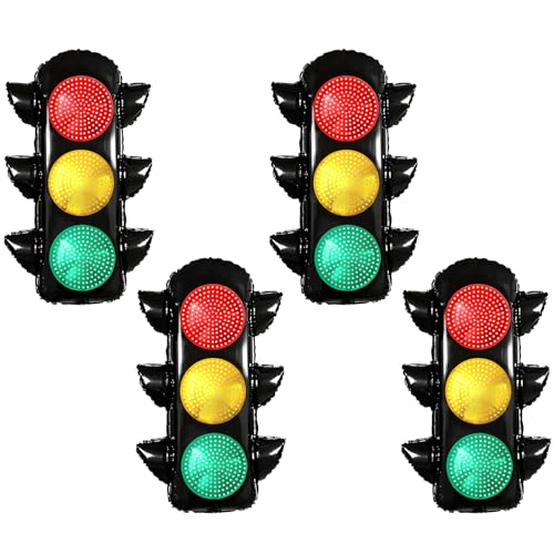 Wasise Ampelballons – Rennwagen-Themen-Geburtstagsparty-Dekorationen, Auto-Geburtstagsdekorationen für Kinder und Jungen, Ampel-Lampe, Partyzubehör, Dekoration, Aluminiumfolien-Ballon, 4 Stück Wasise Ampelballons – Rennwagen-Themen-Geburtstagsparty-Dekorationen, Auto-Geburtstagsdekorationen für Kinder und Jungen, Ampel-Lampe, Partyzubehör, Dekoration, Aluminiumfolien-Ballon, 4 Stück von Wasise