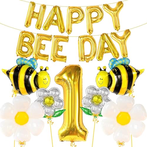 Wasise Bienen-Dekorationen – "Happy 1st Bee Day"-Dekoration, Hummel-Dekoration zum ersten Geburtstag, Party-Dekoration, Hummelballon-Dekoration für Babyparty, Partyzubehör, Gänseblümchen-Ballons Wasise Bienen-Dekorationen – "Happy 1st Bee Day"-Dekoration, Hummel-Dekoration zum ersten Geburtstag, Party-Dekoration, Hummelballon-Dekoration für Babyparty, Partyzubehör, Gänseblümchen-Ballons von Wasise