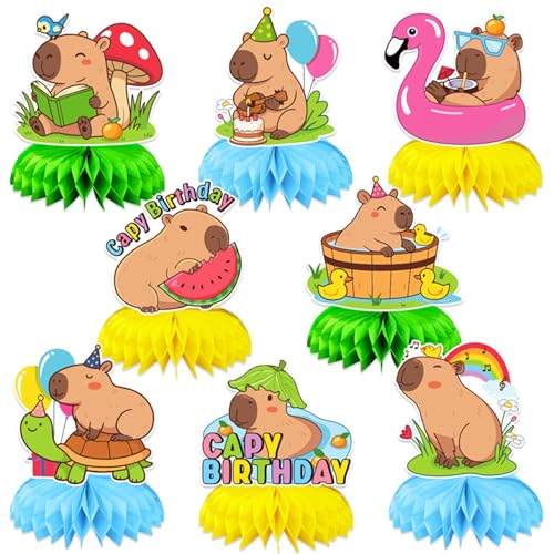 Wasise Capybara Geburtstagsdekorationen – 8 Stück Capybara-Waben-Mittelstücke, Tischdekoration, bezaubernde Waben-Party-Dekoration, perfekte Capybara-Party-Dekorationen für Tierliebhaber, Babyparty Wasise Capybara Geburtstagsdekorationen – 8 Stück Capybara-Waben-Mittelstücke, Tischdekoration, bezaubernde Waben-Party-Dekoration, perfekte Capybara-Party-Dekorationen für Tierliebhaber, Babyparty von Wasise