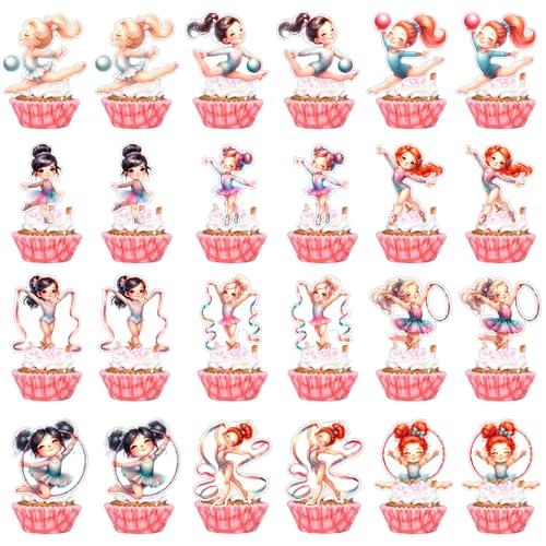 Wasise Gymnastik-Kuchenaufsätze für Mädchen – 24 Stück Gymnastik-Kuchenaufsätze, bezaubernde Gymnastik-Party-Dekorationen, Sport-Cupcake-Dekoration für Babys, Mädchen, Geburtstagsparty Wasise Gymnastik-Kuchenaufsätze für Mädchen – 24 Stück Gymnastik-Kuchenaufsätze, bezaubernde Gymnastik-Party-Dekorationen, Sport-Cupcake-Dekoration für Babys, Mädchen, Geburtstagsparty von Wasise
