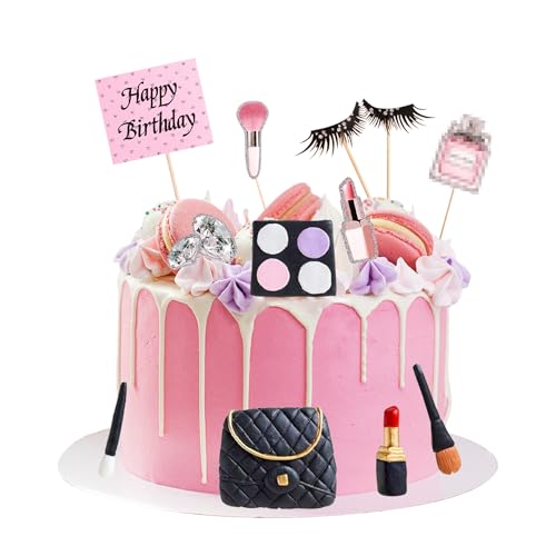 Wasise Make-up-Kuchenaufsätze – 12 Stück Kuchendekorationen für Mädchen, Spa-Geburtstagskuchenaufsatz, Happy Birthday Make-up, Cupcake-Topper für Brautparty, Mädchen, Frauen, Make-up, Salon, Spa Wasise Make-up-Kuchenaufsätze – 12 Stück Kuchendekorationen für Mädchen, Spa-Geburtstagskuchenaufsatz, Happy Birthday Make-up, Cupcake-Topper für Brautparty, Mädchen, Frauen, Make-up, Salon, Spa von Wasise