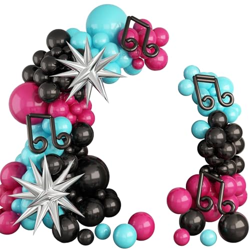 Wasise Musikalische Luftballons – Geburtstagsparty-Dekorationen, Musikthemen-Party-Dekorationen, Disco-Themen-Dekoration, Karaoke-Bogen, Abschlusszubehör, Stern-Folienballons, Hot Pink und Schwarz Wasise Musikalische Luftballons – Geburtstagsparty-Dekorationen, Musikthemen-Party-Dekorationen, Disco-Themen-Dekoration, Karaoke-Bogen, Abschlusszubehör, Stern-Folienballons, Hot Pink und Schwarz von Wasise