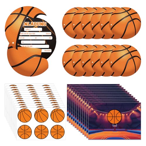 12 Sets Basketball Einladungskarten Kindergeburtstag Junge, Personalisiert Geburtstagseinladungen Jungen Basketball Karten Einladung Kindergeburtstag Junge Partyeinladungen mit 12 Umschläge 12 Sticker von WatDenyFine