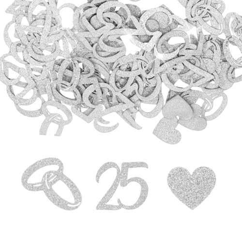 200 Stück Silberhochzeit Deko Silberne Hochzeit Herz Konfetti Silber Deko Tischdeko Silberhochzeit Hochzeitskonfetti Streudeko mit Herz, Ringe und Zahl für Tischläufer 25. Jubiläum Hochzeitstag Party 200 Stück Silberhochzeit Deko Silberne Hochzeit Herz Konfetti Silber Deko Tischdeko Silberhochzeit Hochzeitskonfetti Streudeko mit Herz, Ringe und Zahl für Tischläufer 25. Jubiläum Hochzeitstag Party von WatDenyFine