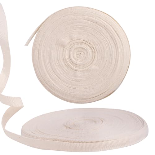 25mm Schrägband, 50 Meter Baumwollband Stoffband Gurtband Nahtband Saumband zum Nähen Baumwolle zum Stricken Einfassband Kantenband Nähen Schrägband Stoffbänder Baumwolle, (2,5cm Breit) Beige von WatDenyFine