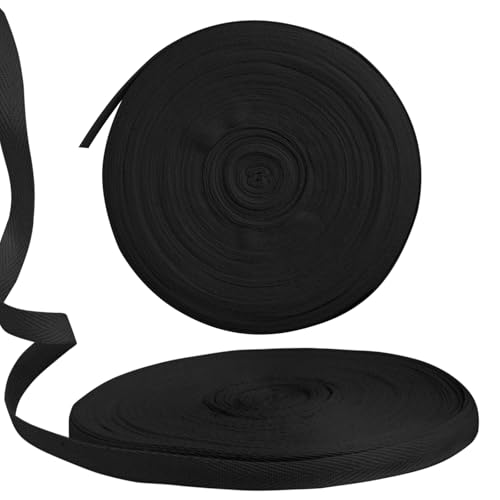 25mm Schrägband, 50 Meter Baumwollband Stoffband Gurtband Nahtband Saumband zum Nähen Baumwolle zum Stricken Einfassband Kantenband Nähen Schrägband Stoffbänder Baumwolle, (2,5cm Breit) Schwarz von WatDenyFine