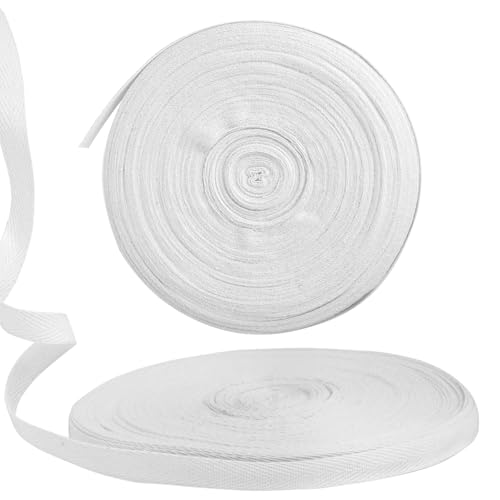25mm Schrägband, 50 Meter Baumwollband Stoffband Gurtband Nahtband Saumband zum Nähen Baumwolle zum Stricken Einfassband Kantenband Nähen Schrägband Stoffbänder Baumwolle, (2,5cm Breit) Weiß von WatDenyFine