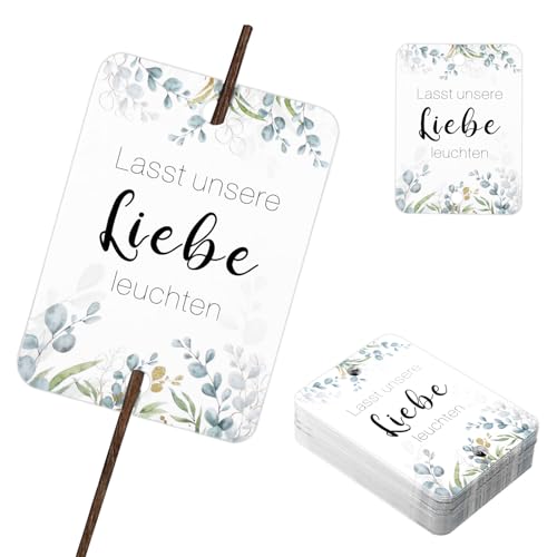 50 Stück Wunderkerzen Etikette für Wunderkerzen Hochzeit, Knicklichter Hochzeit Mitgebsel Leuchtstäbe Hochzeit, Mitgebsel Konfirmation Geschenk Hochzeitsdeko Etiketten für Hochzeitskerze, Stil A von WatDenyFine