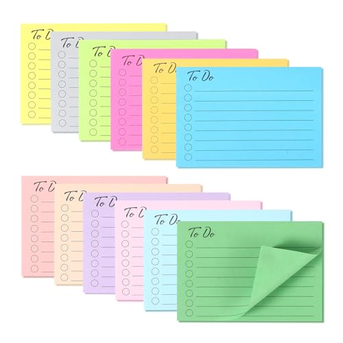 600 Stück Haftnotizen, To Do Listen Block Haftnotizen Klebezettel Bürobedarf Notizzettel To Do Block Post Groß Notizblock Klein Sticky Notes für Büro Zubehör, Büroartikel, Schreibwaren 7,6 x 10,2cm von WatDenyFine