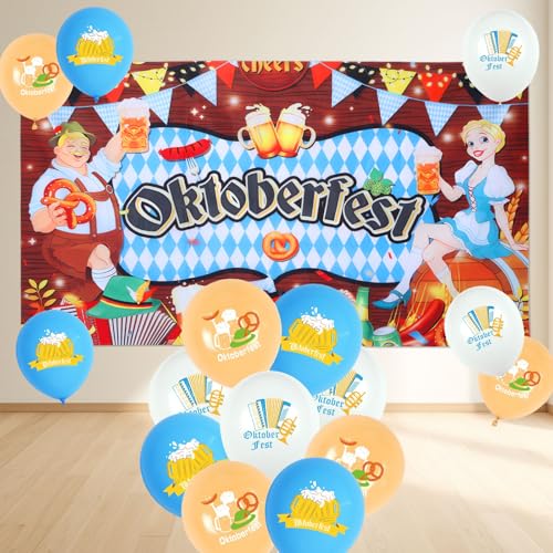 Oktoberfest Hintergrund Banner mit 18 Ballone, Oktoberfest Deko Party Bayerische Deko Bierfest Oktoberfestdekoration für Restaurant, Bar, Zelt, Food-Trucks Fotografie Banner Hintergrund 180*110 cm Oktoberfest Hintergrund Banner mit 18 Ballone, Oktoberfest Deko Party Bayerische Deko Bierfest Oktoberfestdekoration für Restaurant, Bar, Zelt, Food-Trucks Fotografie Banner Hintergrund 180*110 cm von WatDenyFine