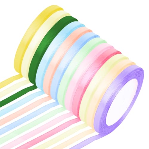 Satinband in 12 Farben zum Basteln, insgesamt 288 m, 6 mm dünnes Band 22 m für Haare, Geschenkbox, Dekoration, Bastelarbeiten, bunte Bänder für Geschenkverpackungen, insgesamt 264 m, 6 mm Satinband in 12 Farben zum Basteln, insgesamt 288 m, 6 mm dünnes Band 22 m für Haare, Geschenkbox, Dekoration, Bastelarbeiten, bunte Bänder für Geschenkverpackungen, insgesamt 264 m, 6 mm von WatDenyFine