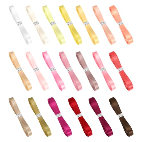 Satinband zum Basteln, insgesamt 40 m, Satinband, 1 cm dick, 40 m für Haare, Geschenkbox, Dekoration, Bastelarbeiten, bunte Bänder zum Verpacken von Geschenken, insgesamt 40 m (helle Farben) von WatDenyFine