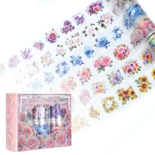 Washi Tape Set,6 Rolls Blumen Sticker,Scrapbook Stickers,Washi Sticker,Scrapbook Zubehör,Vintage Sticker,PET Wasserfeste Sticker für Scrapbooking,Journaling,Kunsthandwerk,Geschenke für Blumen Lieben Washi Tape Set,6 Rolls Blumen Sticker,Scrapbook Stickers,Washi Sticker,Scrapbook Zubehör,Vintage Sticker,PET Wasserfeste Sticker für Scrapbooking,Journaling,Kunsthandwerk,Geschenke für Blumen Lieben von WatDenyFine