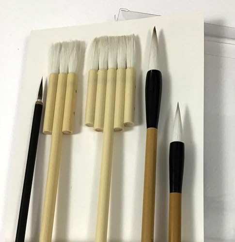 Michael Solovyev Signature Aquarell-Pinsel-Set, handgefertigt, Naturhaar, flache, Kalligraphie- und Linerpinsel, Holzgriffe, Einzelset (5-teilig) von WatercolorOnline.com