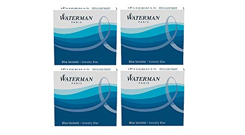 Waterman 4 Packungen mit 6 Patronen International, kurz, für Füllfederhalter, blaue Tinte (Florida Blue) von Waterman