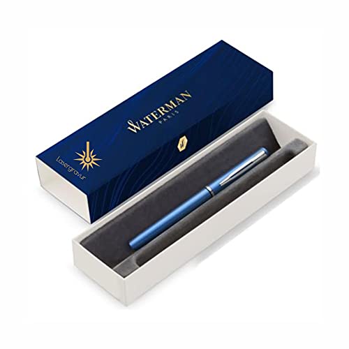 Waterman Allure Füller mit Gravur | in Blau| Geschenk für Mann und Frau | inspiriert von Pariser Mode | personalisiert | graviert|Blaue Tinte|Feine Spitze (Blue, Füllfederhalter) von Waterman