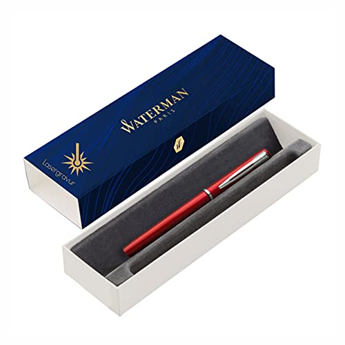 Waterman Allure Füller mit Gravur | in Rot| Geschenk für Mann und Frau | inspiriert von Pariser Mode | personalisiert | graviert | Blaue Tinte | Mittlere Spitze (Red, Füllfederhalter) von Waterman