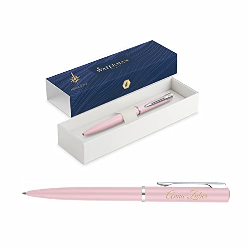 Waterman Allure Kugelschreiber mit Gravur | Geschenk für Mann und Frau inspiriert von Pariser Mode personalisiert graviert Blaue Tinte Mittlere Spitze (Macaron Pink, Kugelschreiber), 176 × 51 30 mm von Waterman