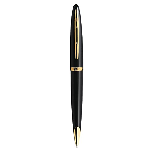 Waterman Carène Black Sea Kugelschreiber | hochglänzend Schwarz mit Clip aus 23-karätigem Gold | mittlere Schreibspitze | blaue Tinte | Geschenkbox von Waterman