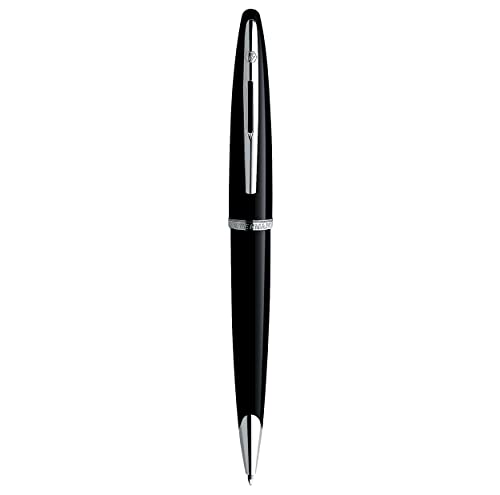 Waterman Carène Black Sea Kugelschreiber | hochglänzend Schwarz mit Palladiumzierteilen | mittlere Schreibspitze | blaue Tinte | Geschenkbox von Waterman