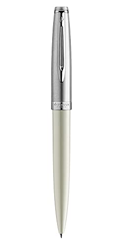 Waterman Emblème Kugelschreiber, elfenbeinfarben mit Chromzierteilen, mittlere Schreibspitze, blaue Tinte, Geschenkbox von Waterman