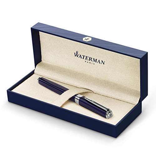 Waterman Exception Füller (Modell „Slim“) | blau mit Silber-plattiertem Clip | Füllfederhalter mit feiner Feder und blauer Tinte | Geschenkbox von Waterman