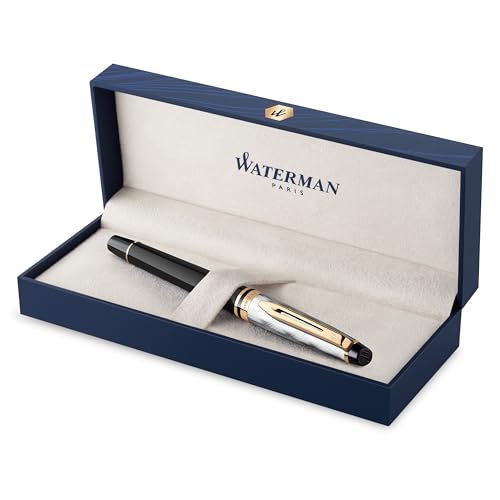 Waterman Expert Füller | Metall und schwarzer Lack mit goldenen Zierteilen, ziselisierte Kappe | Füllfederhalter mit feiner Edelstahl Feder | Geschenkbox Waterman Expert Füller | Metall und schwarzer Lack mit goldenen Zierteilen, ziselisierte Kappe | Füllfederhalter mit feiner Edelstahl Feder | Geschenkbox von Waterman