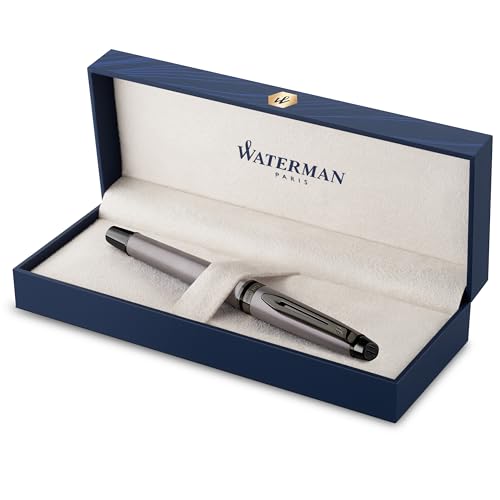 Waterman Expert Füllfederhalter | Goldfarbene Metallic-Lackierung mit Ruthenium-Zierteilen | Feine Edelstahlfeder mit PVD-Beschichtung | Blaue Tinte | In Geschenkbox von Waterman