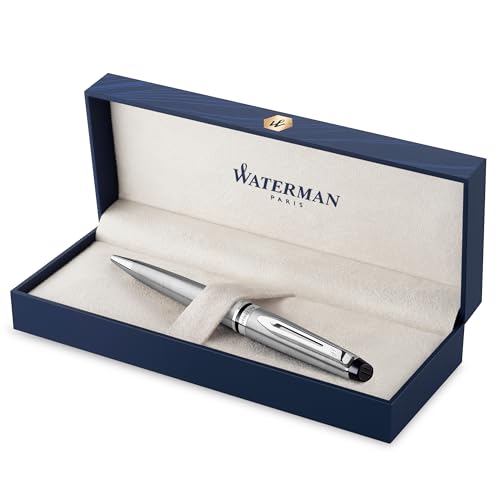 Waterman Expert Kugelschreiber | Edelstahl mit Chromzierteile | Mittlere Spitze | Blaue Tinte | Geschenkbox von Waterman