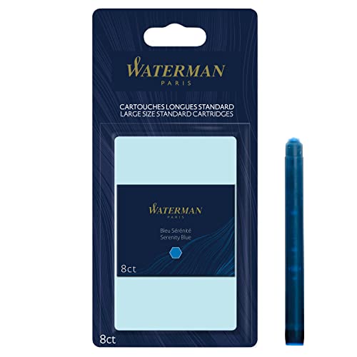 Waterman Füller-Tintenpatronen | Extra lang | Serenity Blue | 8 Stück | Blister-Verpackung von Waterman