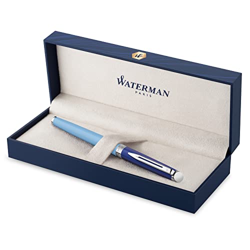 Waterman Hémisphère Füller | Metall und blaue Lackierung mit palladiumbeschichteten Zierteilen | Füllfederhalter mit mittlerer Edelstahlfeder | Geschenkbox von Waterman