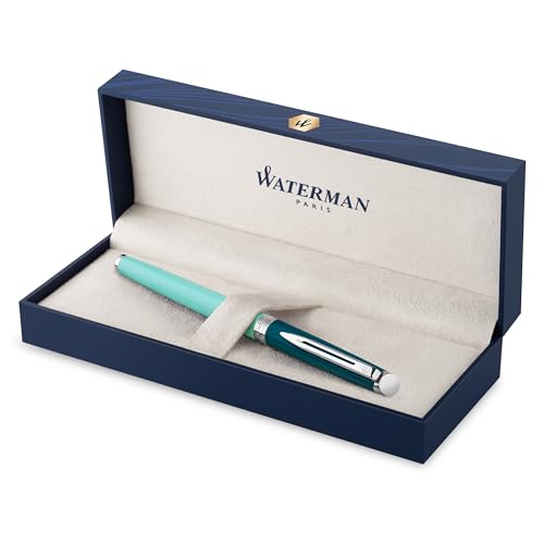 Waterman Hémisphère Füller | Metall und grüne Lackierung mit palladiumbeschichteten Zierteilen | Füllfederhalter mit feiner Edelstahl Feder | Geschenkbox von Waterman