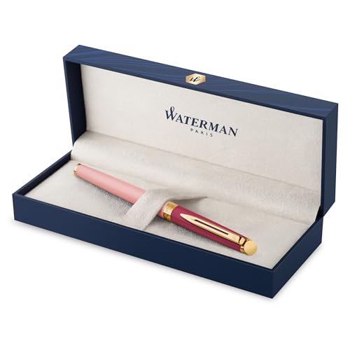 Waterman Hémisphère Füller | Metall und rosa Lackierung mit goldbeschichteten Zierteilen | Füllfederhalter mit feiner goldbeschichteter Feder | Geschenkbox, 1 Stück (1er Pack) von Waterman