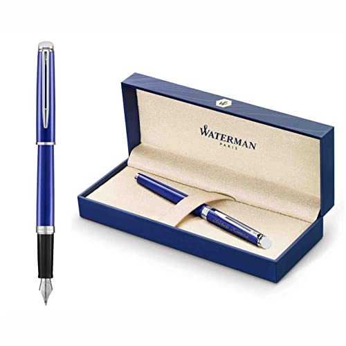 Waterman Hémisphère Füllfederhalter mit Gravur | Geschenk für Mann und Frau | inspiriert von Pariser Mode | personalisiert | graviert | Blaue Tinte | Mittlere Spitze (BRIGHT BLUE C.C.) von Waterman