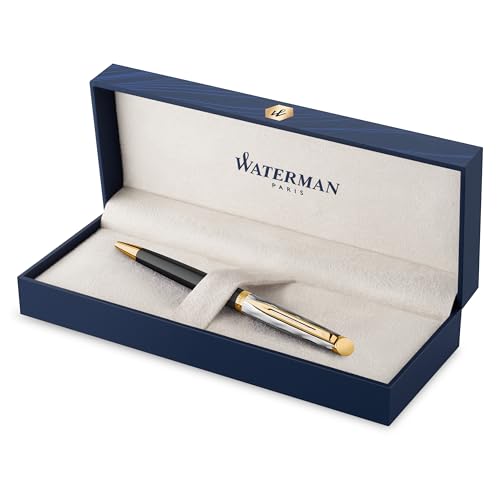 Waterman Hémisphère Kugelschreiber | Metall und schwarzer Lack mit goldenen Zierteilen, ziselisierte Kappe | Mittlere Spitze | Geschenkbox Waterman Hémisphère Kugelschreiber | Metall und schwarzer Lack mit goldenen Zierteilen, ziselisierte Kappe | Mittlere Spitze | Geschenkbox von Waterman