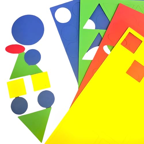 Watersay 1368 Stück Grundformen Kreise, Dreiecke, Quadrate, Ovale Kartenstanzer, geometrische Papierformen, vorgeschnitten in 4 hellen Farben, für Mathematikunterricht, Zählübungen, Musterspiele und Watersay 1368 Stück Grundformen Kreise, Dreiecke, Quadrate, Ovale Kartenstanzer, geometrische Papierformen, vorgeschnitten in 4 hellen Farben, für Mathematikunterricht, Zählübungen, Musterspiele und von Watersay