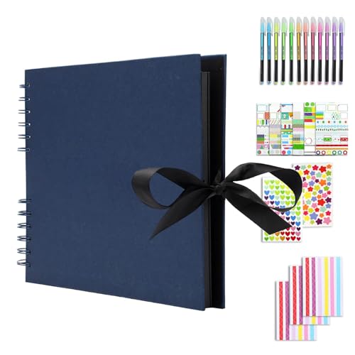 Fotoalbum für DIY-Projekte, 80 Schwarze Seiten, Scrapbook Album zum Einkleben, Erinnerungsalbum für Kinder, Babyfotos, Hochzeit, Abschlussfeier, Geburtstag und Hochzeitsjubiläum (Dark blue) von Watproofit