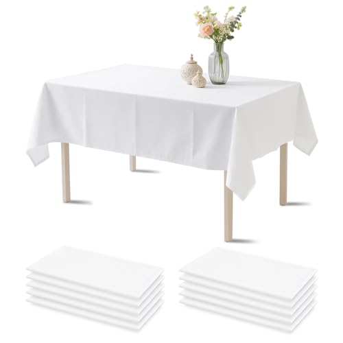 Watproofit tischdecke weiß [10 Stück]– Einweg Tischdecke Kunststoff, Wasserdicht Geburtstag Tischdecken，Rechteckig tischtuch Geeignet für Hochzeit, Party, Kindergeburtstag, mit Tischklammern von Watproofit