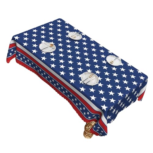 4. Juli Tischdecke Memorial Day Patriotische Tischtücher Fahnen Sterne Tischtücher Für Innenräume Freien Freien Die wasserdichte Polyester Tischdecke von Watreketal