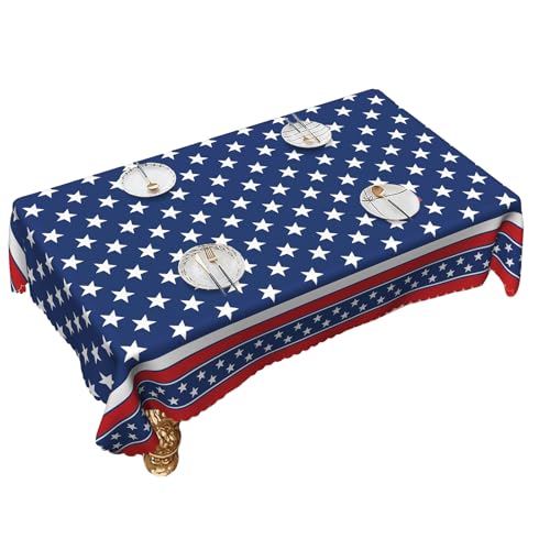 4. Juli Tischdecke Memorial Day Patriotische Tischtücher Fahnen Sterne Tischtücher Für Innenräume Freien Freien Die wasserdichte Polyester Tischdecke von Watreketal