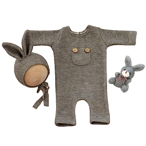 Watreketal Schönes Design Neugeborene Baby Fotografie Requisite Outfit Faser Strampler Mit Puppen Set Fotoshooting Kostüm Für 0-1 Monate Neugeborene Kleidung Foto Requisiten Fotografie Outfit von Watreketal