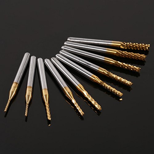 Watris Veiyi 10 Stücke Fräsbohrer Metall, 1.0-3.0mm CNC Fräser, Schaftfräser Titan Set, für Holz Weichmetalle Watris Veiyi 10 Stücke Fräsbohrer Metall, 1.0-3.0mm CNC Fräser, Schaftfräser Titan Set, für Holz Weichmetalle von Watris Veiyi