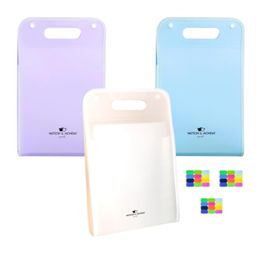 W&M Ordnungsmappe – Ordner – Aktenordner – Aktenordner – Ordner – 13 Taschen – personalisierbare Etiketten (Blau, Violett, Transparent) von Watson and Monday