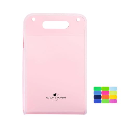 W&M Ordnungsmappe - Ordner - Ordner - Dokumententasche - Dokumentenmappe - A4 - Portfolio - 13 Taschen + anpassbare Etiketten - Rosa von Watson and Monday