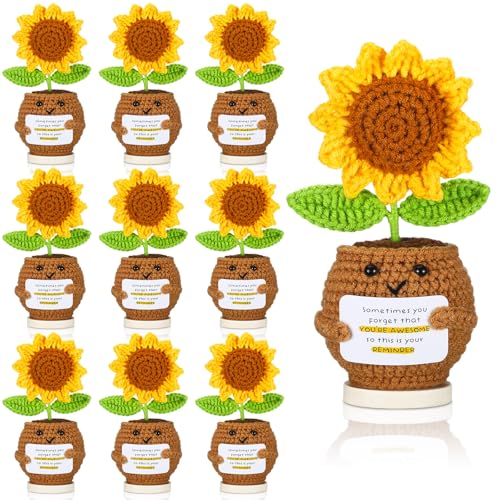 Wavwavw 10 Stück Lehrer-Wertschätzungsgeschenke, Sonnenblumen-Häkelblumen, Puppe mit inspirierender Karte, Dankeschön-Geschenke für Frauen, Krankenschwester, Mutter, Mitarbeiter, Kollegen Wavwavw 10 Stück Lehrer-Wertschätzungsgeschenke, Sonnenblumen-Häkelblumen, Puppe mit inspirierender Karte, Dankeschön-Geschenke für Frauen, Krankenschwester, Mutter, Mitarbeiter, Kollegen von Wavwavw