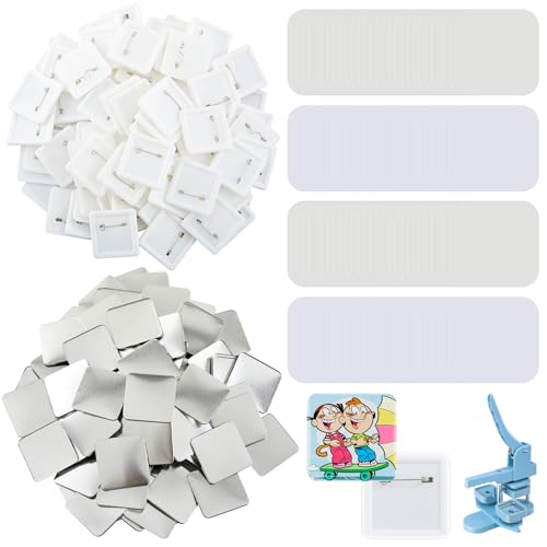 Wavwavw 100 Set 5,1 x 5,1 cm quadratische Anstecknadeln für quadratische Knopfmacher, DIY-Pin-Abzeichenteile, Nachfüllpackung von Wavwavw