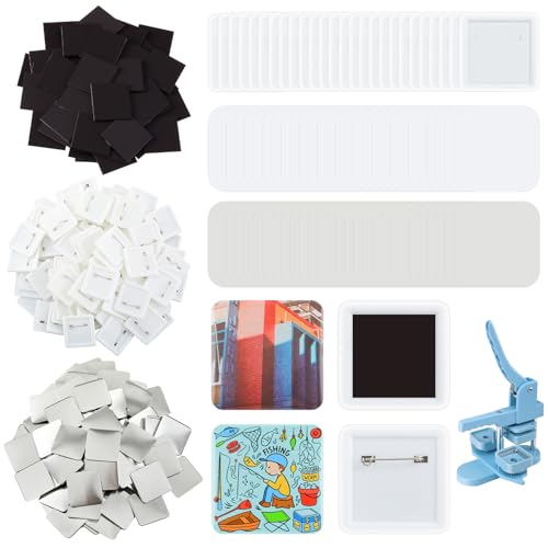 Wavwavw 150 Sets, 50 mm, quadratische Knopfteile, inklusive Kühlschrankmagnethersteller-Zubehör und Stiftherstellungszubehör für quadratische Knopfmacher, DIY-Geschenkbasteleien Wavwavw 150 Sets, 50 mm, quadratische Knopfteile, inklusive Kühlschrankmagnethersteller-Zubehör und Stiftherstellungszubehör für quadratische Knopfmacher, DIY-Geschenkbasteleien von Wavwavw